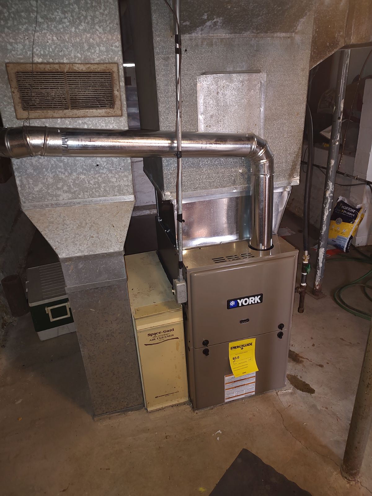 YORK furnace installation in basement